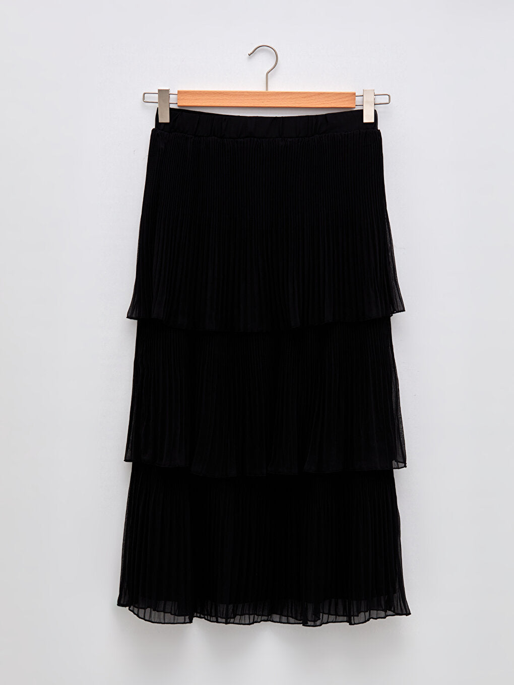 Plain Chiffon Women's Pleated Skirt with Elastic Waist