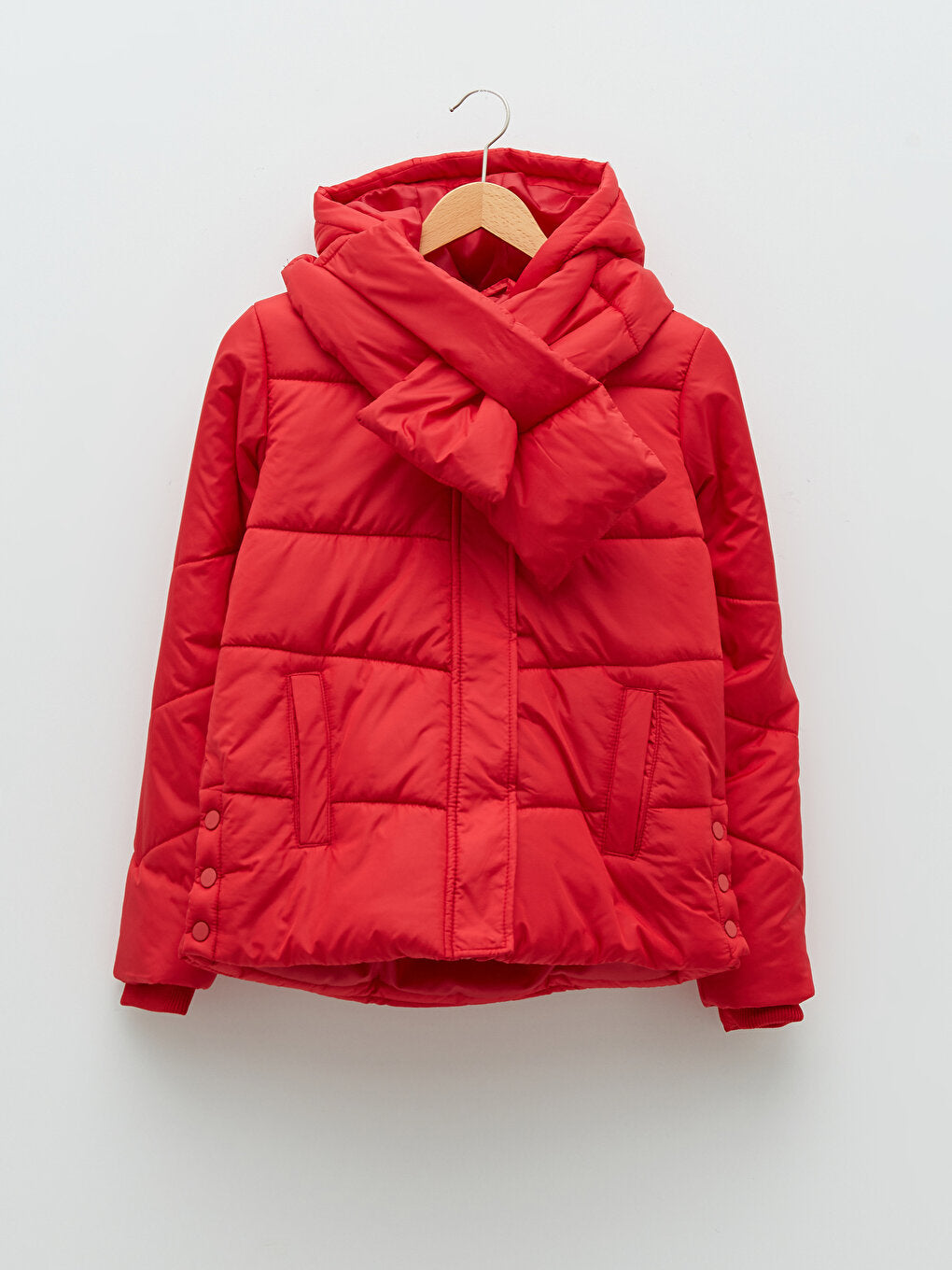 Hooded Girl's Puffer Coat and Scarf