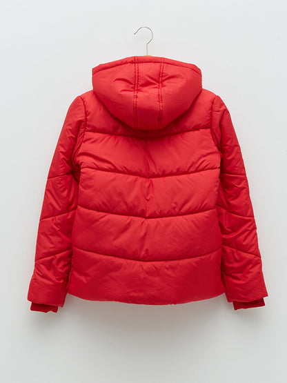 Hooded Girl's Puffer Coat and Scarf