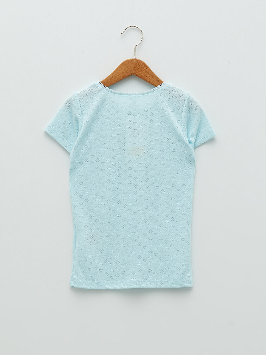 Crew Neck, Patterned Short Sleeve Girl's Undershirt