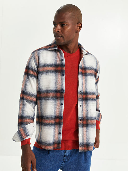 Regular Fit Long Sleeve Plaid Men's Lumberjack Shirt Jacket