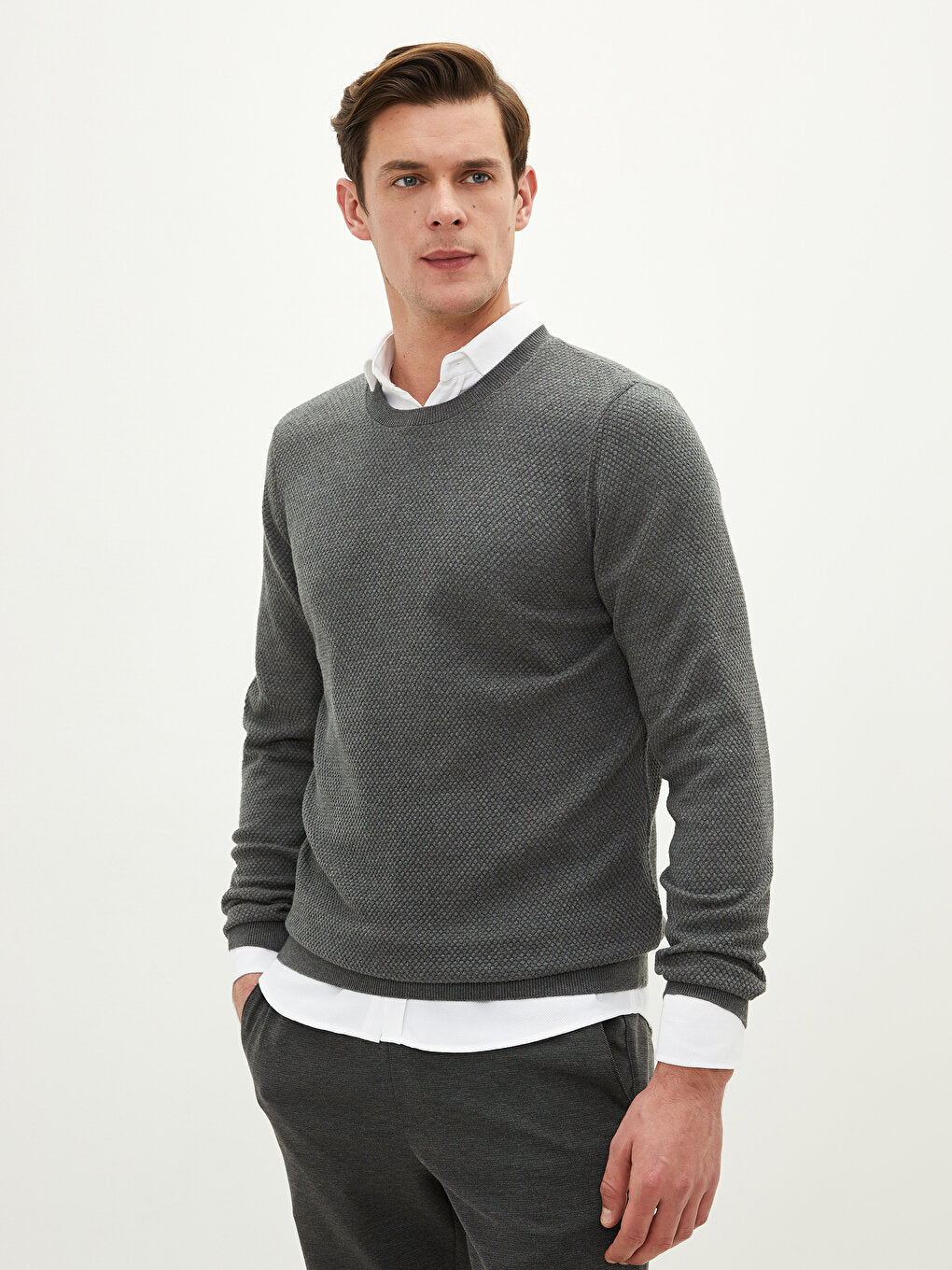 Crew Neck Long Sleeve Thin Men's Knitwear Sweater