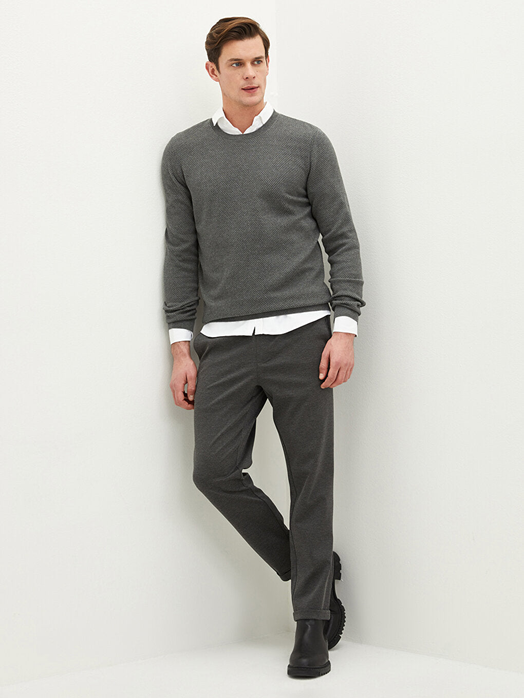 Crew Neck Long Sleeve Thin Men's Knitwear Sweater