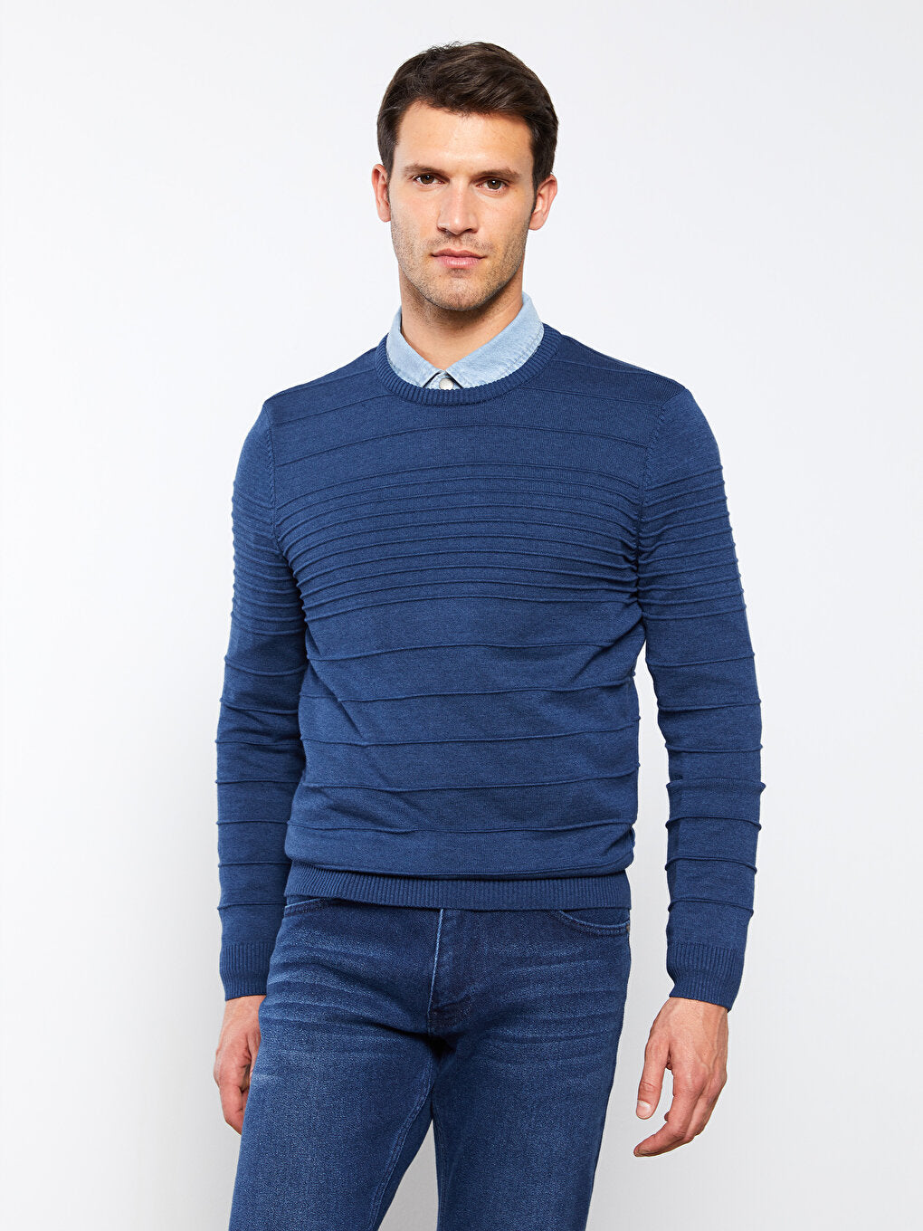 Crew Neck Long Sleeve Men's Knitwear Sweater