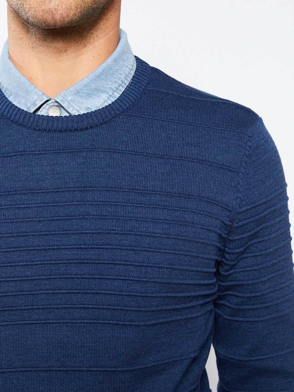 Crew Neck Long Sleeve Men's Knitwear Sweater