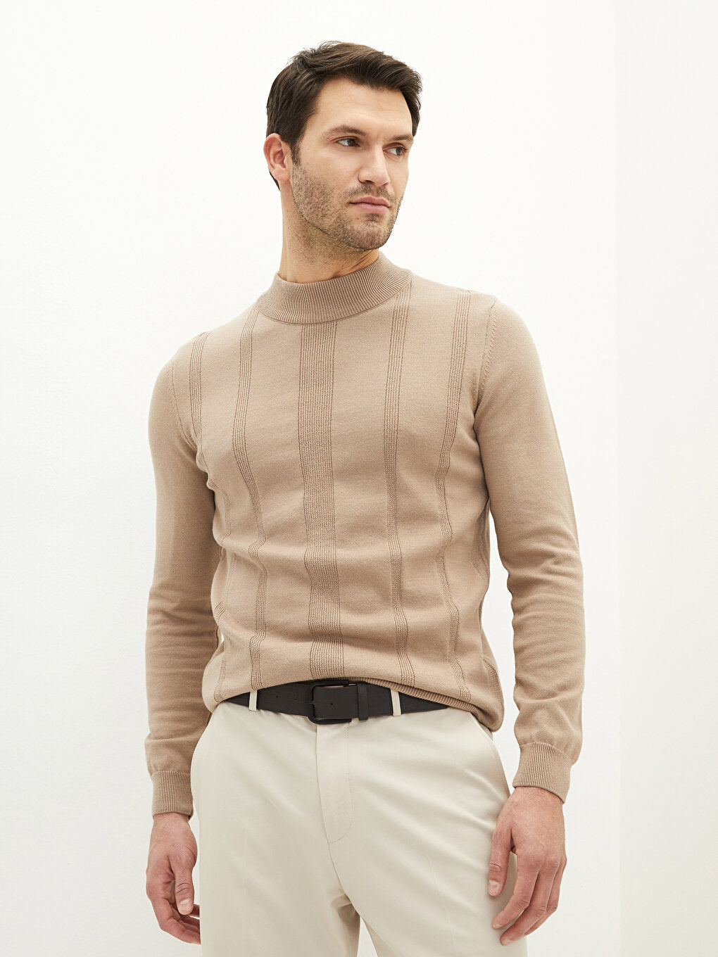 Half Turtleneck Long Sleeve Men's Knitwear Sweater