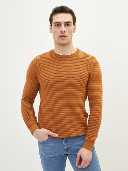 Crew Neck Long Sleeve Men's Knitwear Sweater