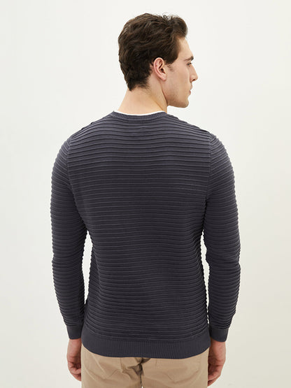 Crew Neck Long Sleeve Men's Knitwear Sweater