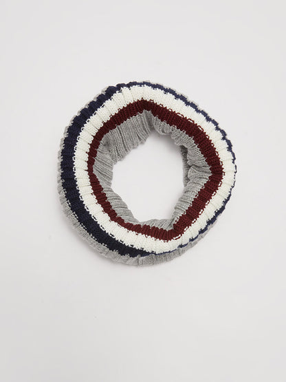 Color Blocked Boy's Knitwear Beret and Neck Collar, Pack of 2