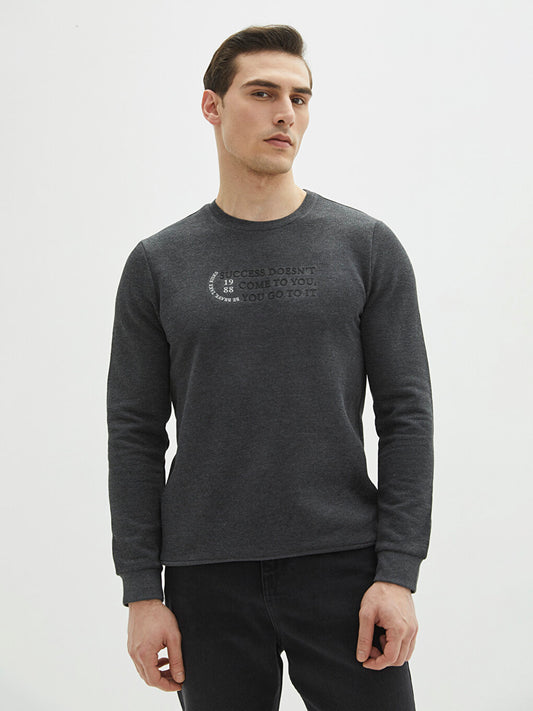 Crew Neck Long Sleeve Printed Men's Sweatshirt