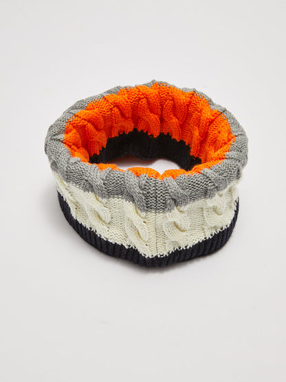 Color Blocked Boy's Knitwear Neck Collar