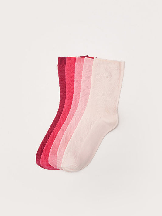 Self-patterned Girl's Socks 5-pack