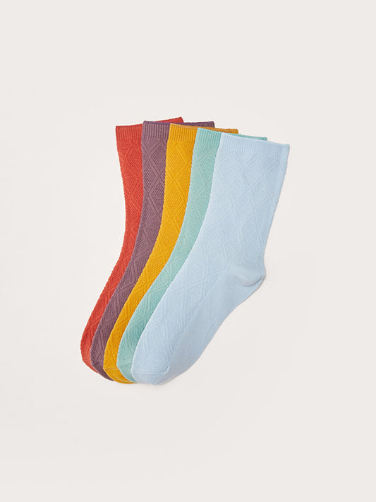 Self-patterned Girl's Socks 5-pack