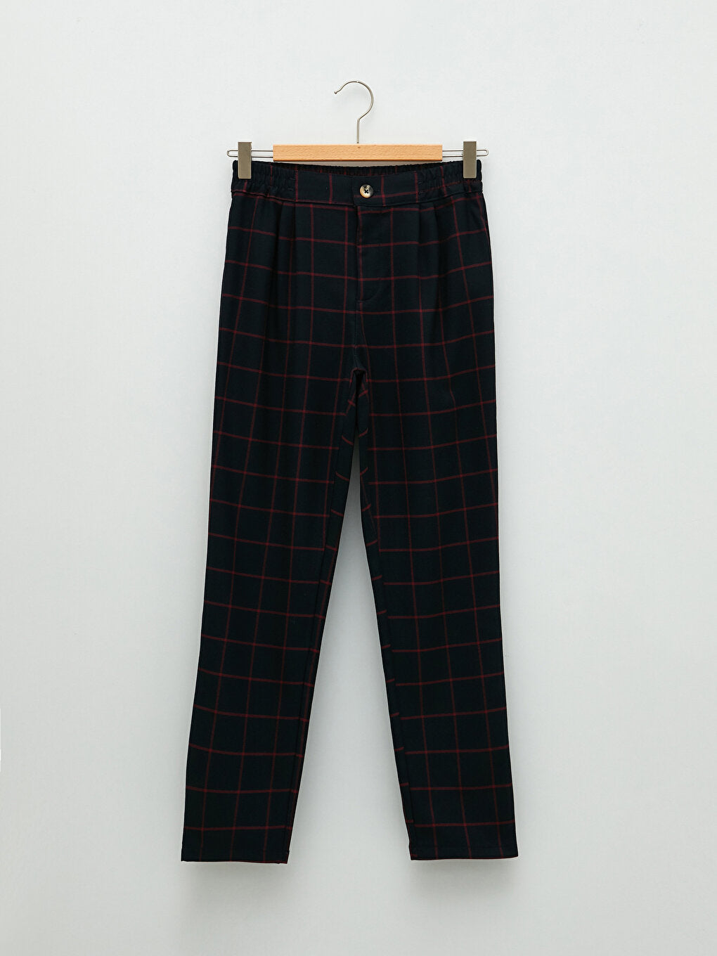 Plaid Girls' Trousers with Elastic Waist