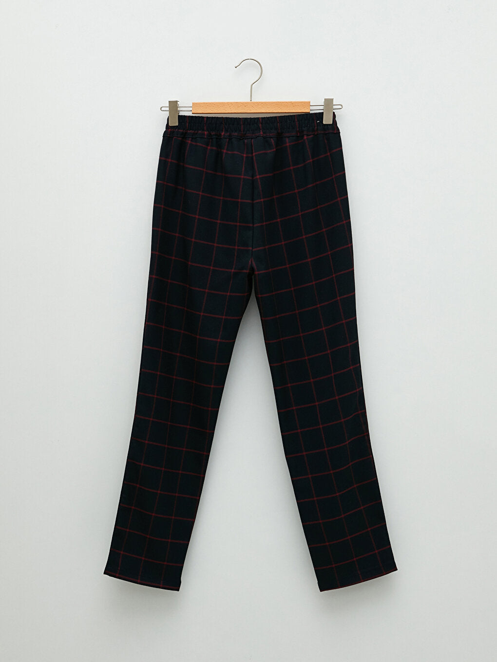 Plaid Girls' Trousers with Elastic Waist