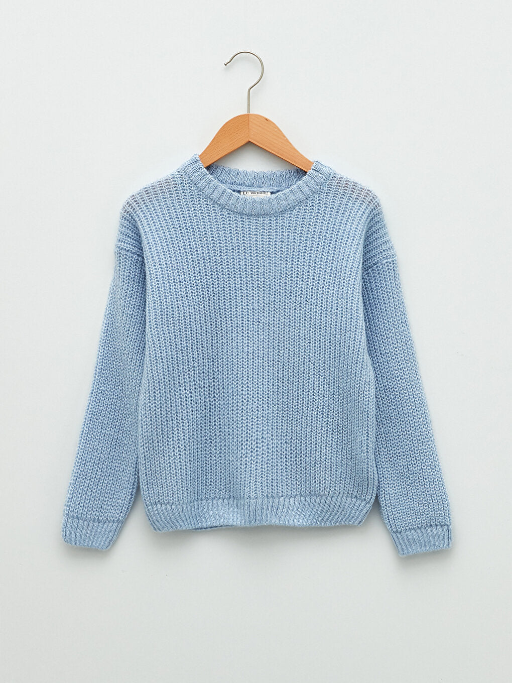 Crew Neck Basic Long Sleeve Girl's Knitwear Sweater