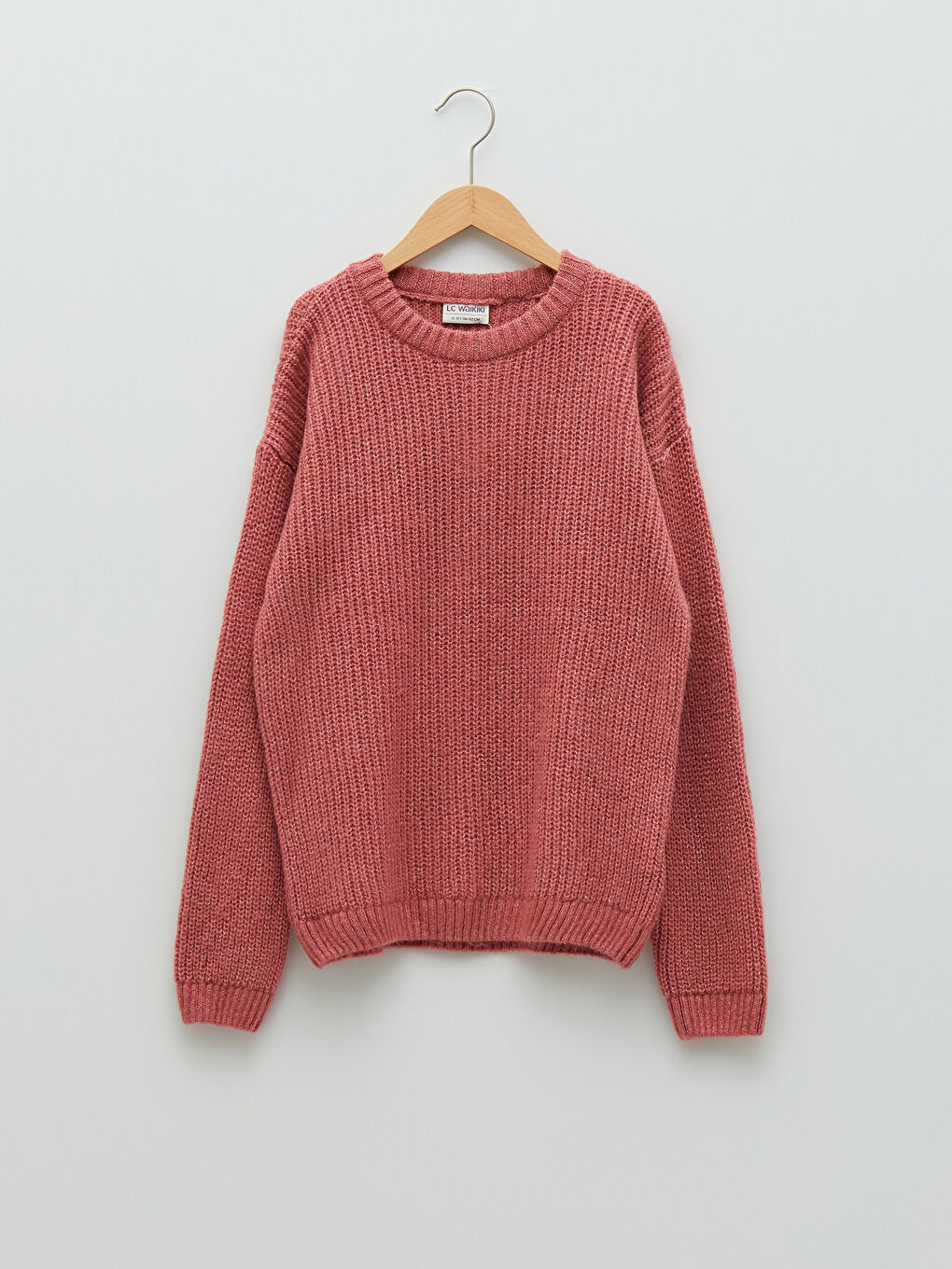 Crew Neck Basic Long Sleeve Girl's Knitwear Sweater