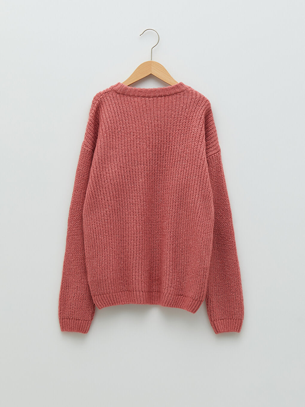 Crew Neck Basic Long Sleeve Girl's Knitwear Sweater