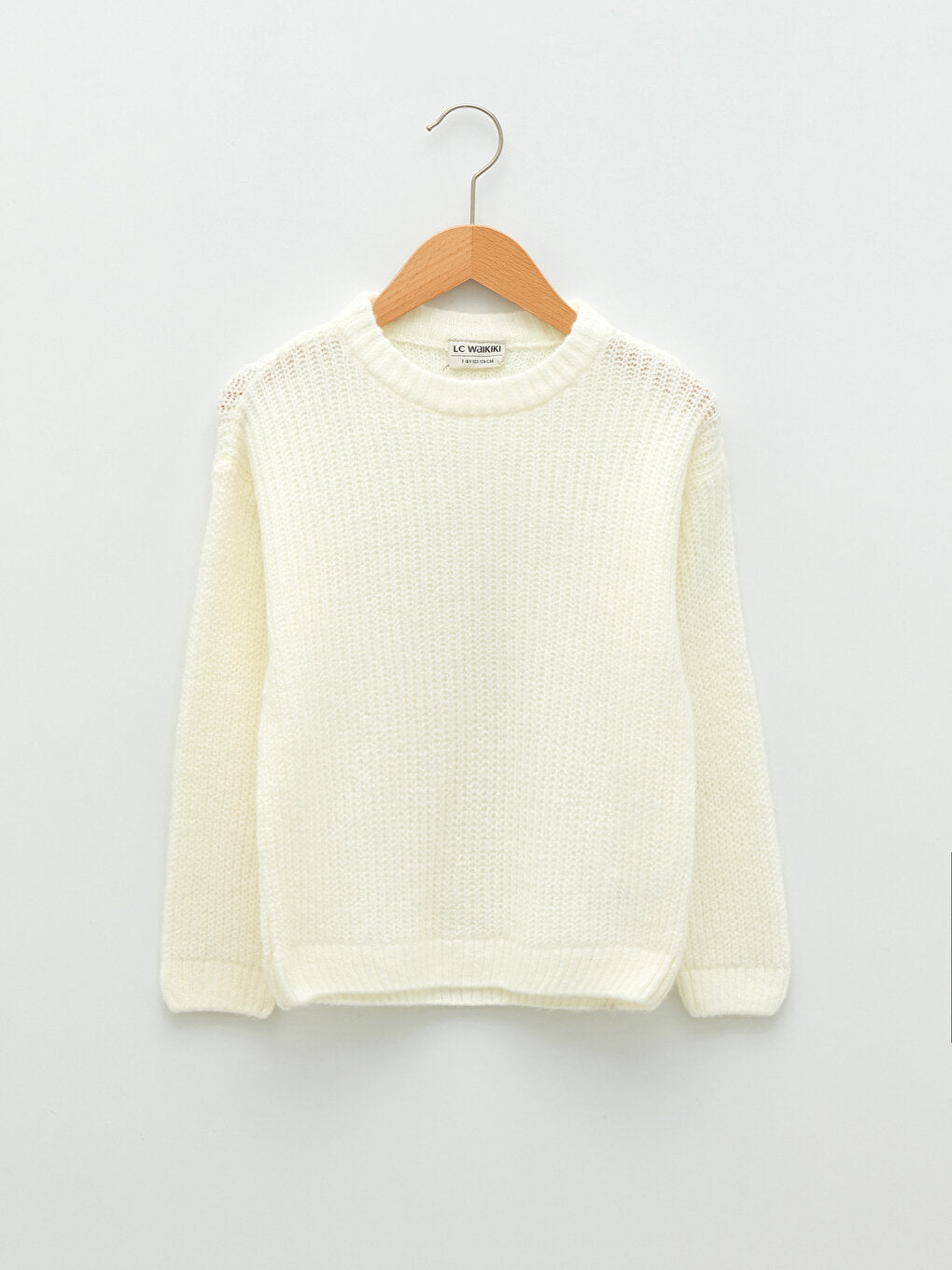 Crew Neck Basic Long Sleeve Girl's Knitwear Sweater