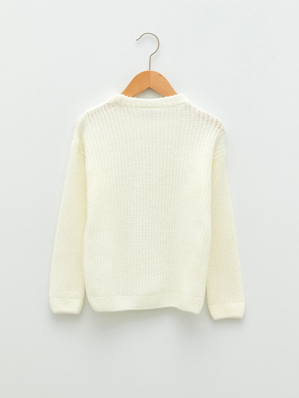 Crew Neck Basic Long Sleeve Girl's Knitwear Sweater