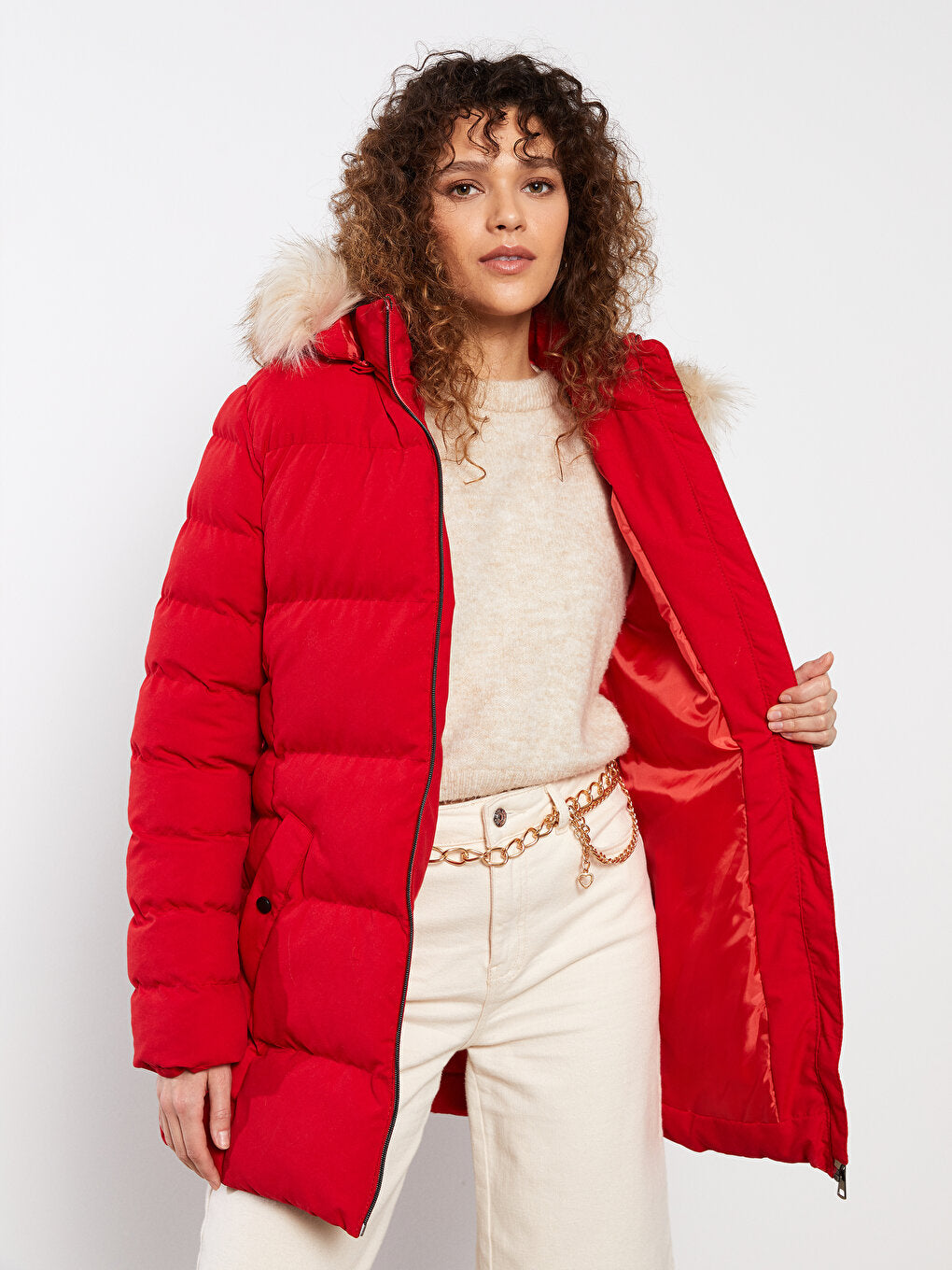 Women's Hooded Plain Puffer Coat