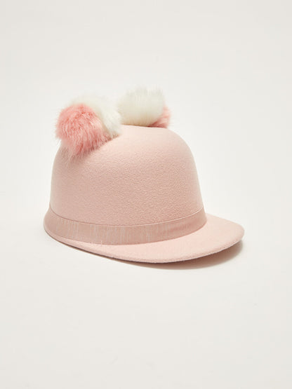 Girl's Pompom Stamped Riding Hat