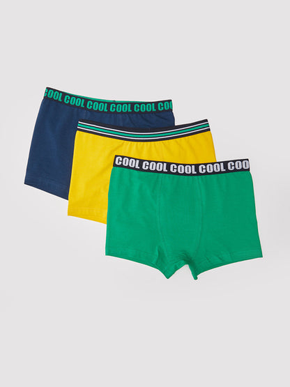 Text Printed Cotton Boy's Boxer 3-Piece