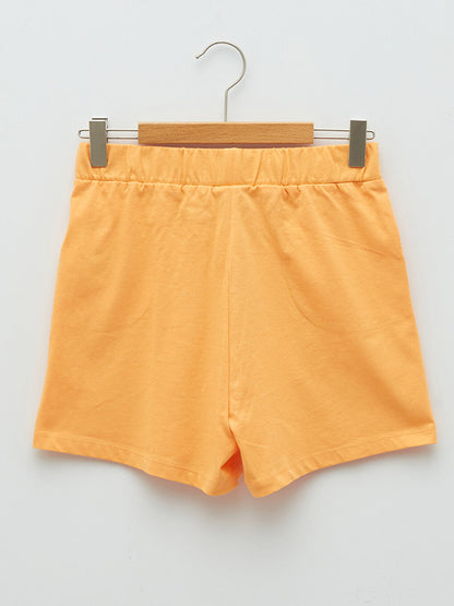 Basic Cotton Girls' Shorts with Elastic Waist