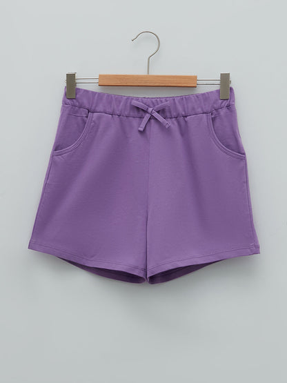 Basic Cotton Girls' Shorts with Elastic Waist