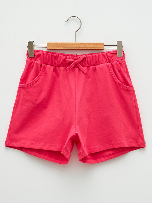 Basic Cotton Girls' Shorts with Elastic Waist