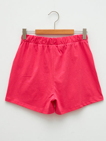 Basic Cotton Girls' Shorts with Elastic Waist