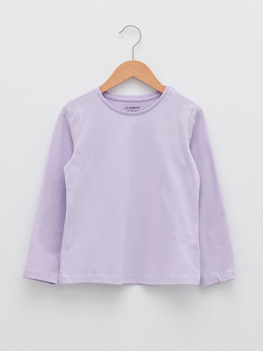 Crew Neck Basic Long Sleeve Girl's T-Shirt