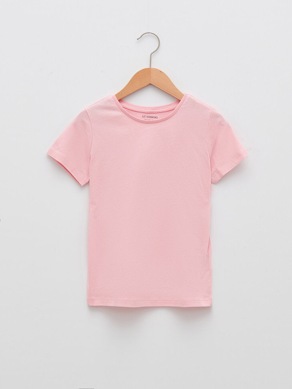 Crew Neck Basic Short Sleeve Cotton Girls' T-Shirt