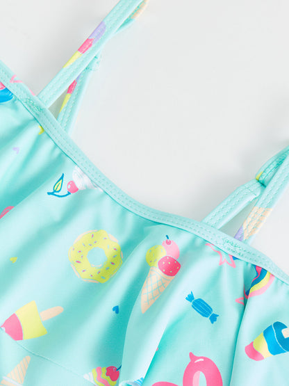 Patterned Girl's Swimsuit