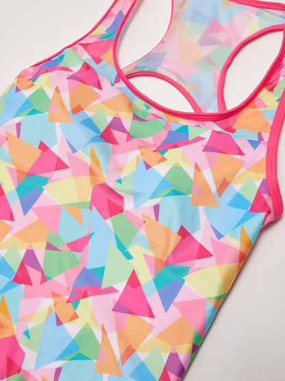 Printed Girls' Swimsuit Made of Flexible Fabric