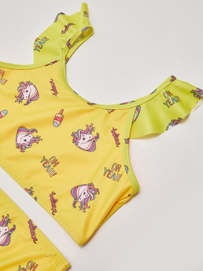 Printed Girl's Bikini Made of Flexible Fabric