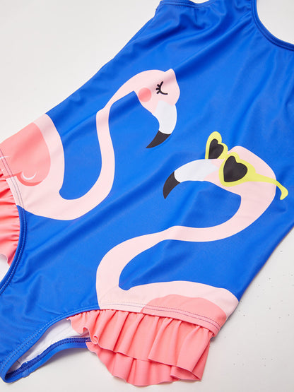 Printed Girls' Swimsuit Made of Flexible Fabric