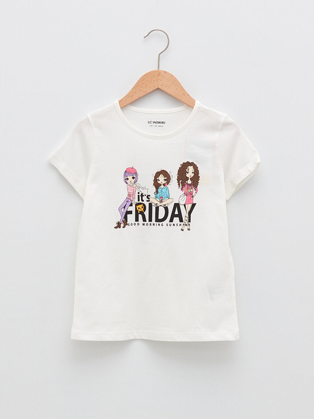 Crew Neck Printed Short Sleeve Girls' T-Shirt