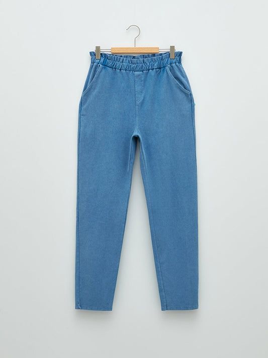 Basic Girl's Trousers with Elastic Waist