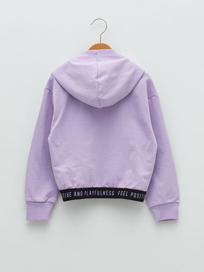 Hooded Printed Long Sleeve Girl's Sweatshirt