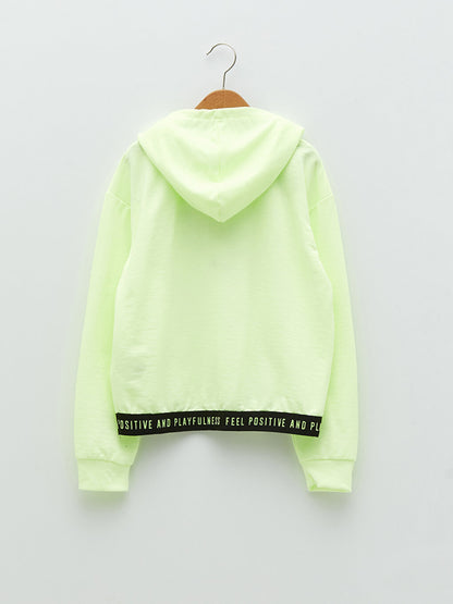 Hooded Printed Long Sleeve Girl's Sweatshirt