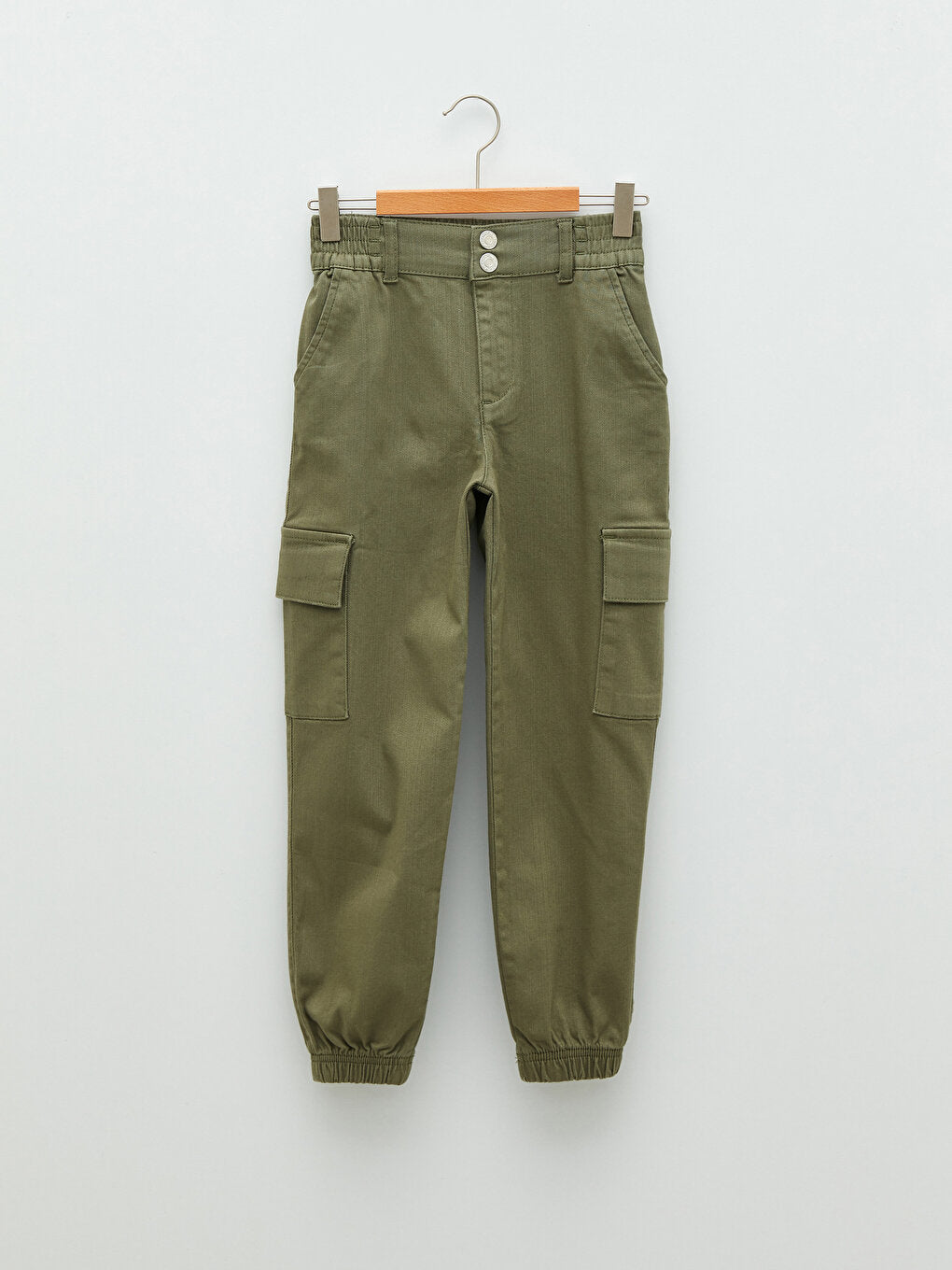 Gabardine Girl's Cargo Pants with Elastic Waist