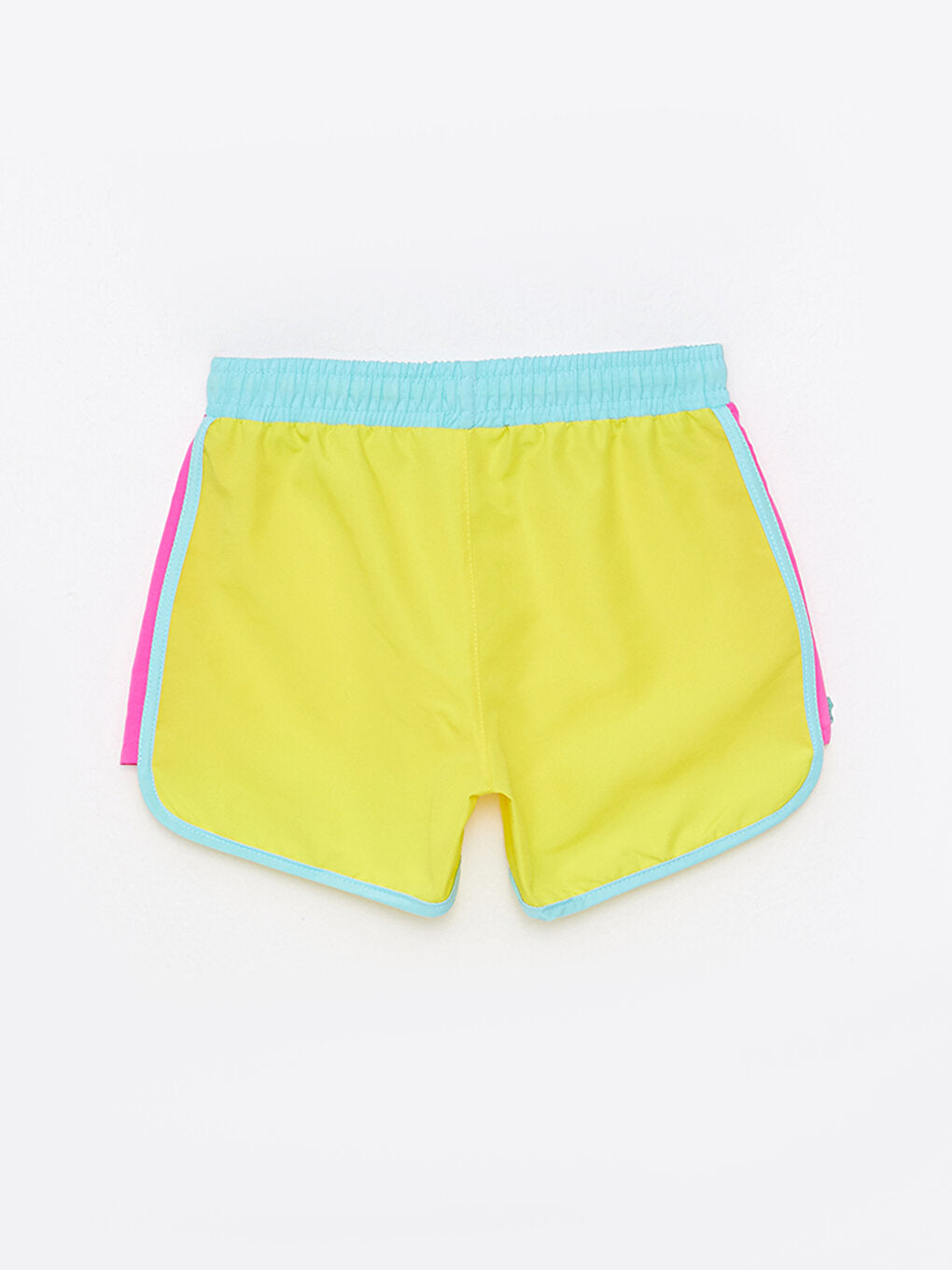 Color Blocked Girls' Swim Shorts with Elastic Waist