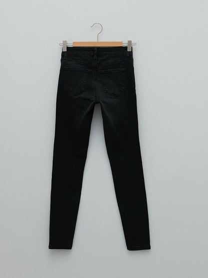 Normal Waist Skinny Fit Women's Rodeo Jean Trousers with Pocket Detail