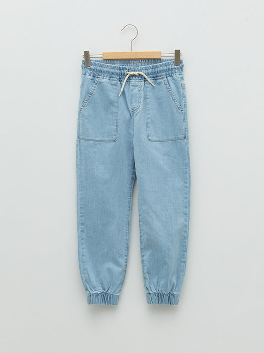 Basic Boy's Jean Jogger Trousers with Elastic Waist