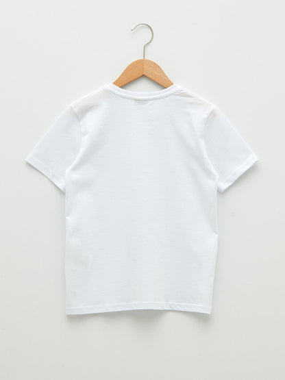 Crew Neck Printed Short Sleeve Cotton Boys' T-Shirt