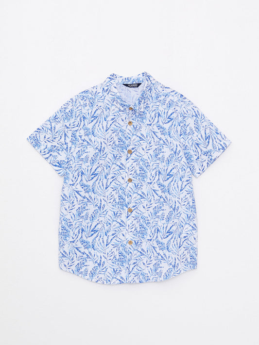 Patterned Short Sleeve Poplin Boy's Shirt