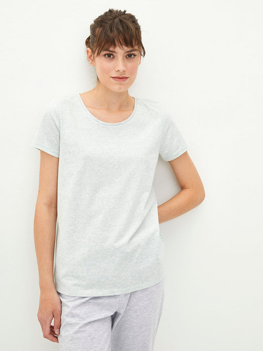 Crew Neck Plain Short Sleeve Women's Pajama Set