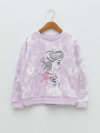 Crew Neck Elsa Printed Long Sleeve Girl's Sweatshirt