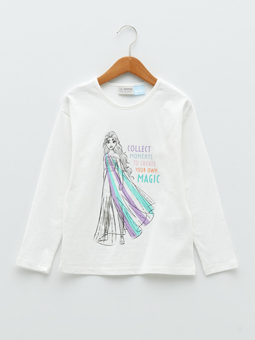 Crew Neck Elsa Printed Long Sleeve Girls' T-Shirt